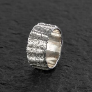 Anello Artigianale fatto a mano in Argento 925 - Silver - Design grezzo reticolazione - Donna e Uomo - Baco Ortigia - Siracusa