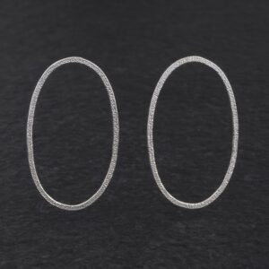 Orecchini Artigianali fatti a mano in Argento 925 - Silver - Design Forme - Minimal - Leggeri Fini Sottili - Ovale Grande - Baco Ortigia - Siracusa