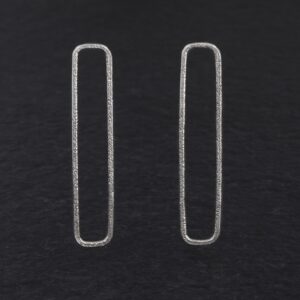 Orecchini Artigianali fatti a mano in Argento 925 - Silver - Design Forme - Minimal - Leggeri Fini Sottili - Rettangolo Lungo Grande - Baco Ortigia - Siracusa