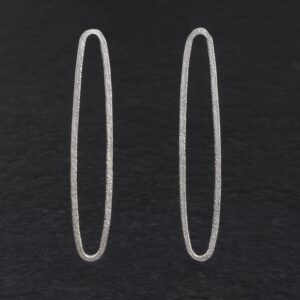 Orecchini Artigianali fatti a mano in Argento 925 - Silver - Design Forme - Minimal - Leggeri Fini Sottili - Ovale Lungo Grande - Baco Ortigia - Siracusa