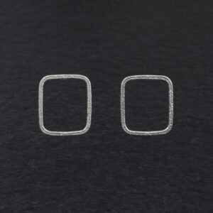 Orecchini Artigianali fatti a mano in Argento 925 - Silver - Design Forme - Minimal - Leggeri Fini Sottili - Rettangolo - Baco Ortigia - Siracusa