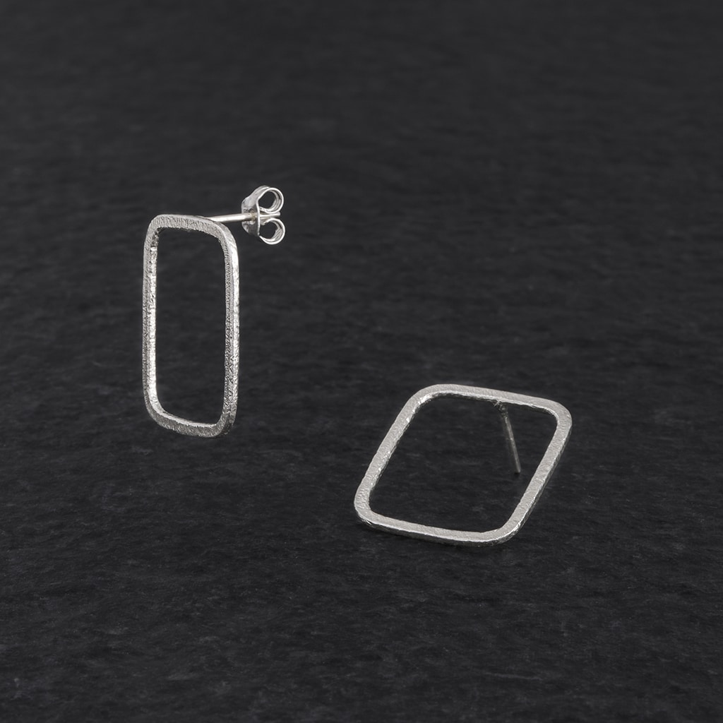 Chiusura Di Argento 925 Rettangolo A Scatto 14x36mm Con Coppetta Da 7mm Con Punti Luce 1pz Rodiato