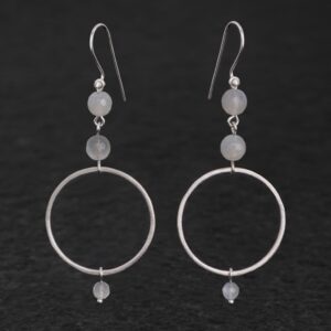Orecchini A Perno In Argento Sterling Con Pietra Di Luna Bianca – Qualità AAA - 4